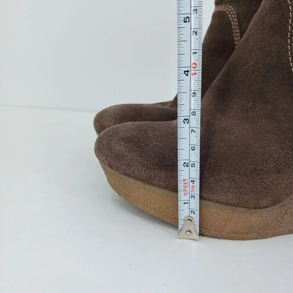 Diesel Unkle Jessy Brown Suede Wedge Ankle Boots Size 39 Platform